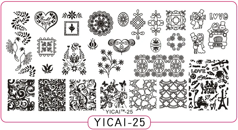 Новинка Konad пластины для штамповки ногтей 6,5*12,5 см YICAI шаблон дизайн ногтей Stempel штамп с лаком для ногтей шаблоны для ногтей - Цвет: 25