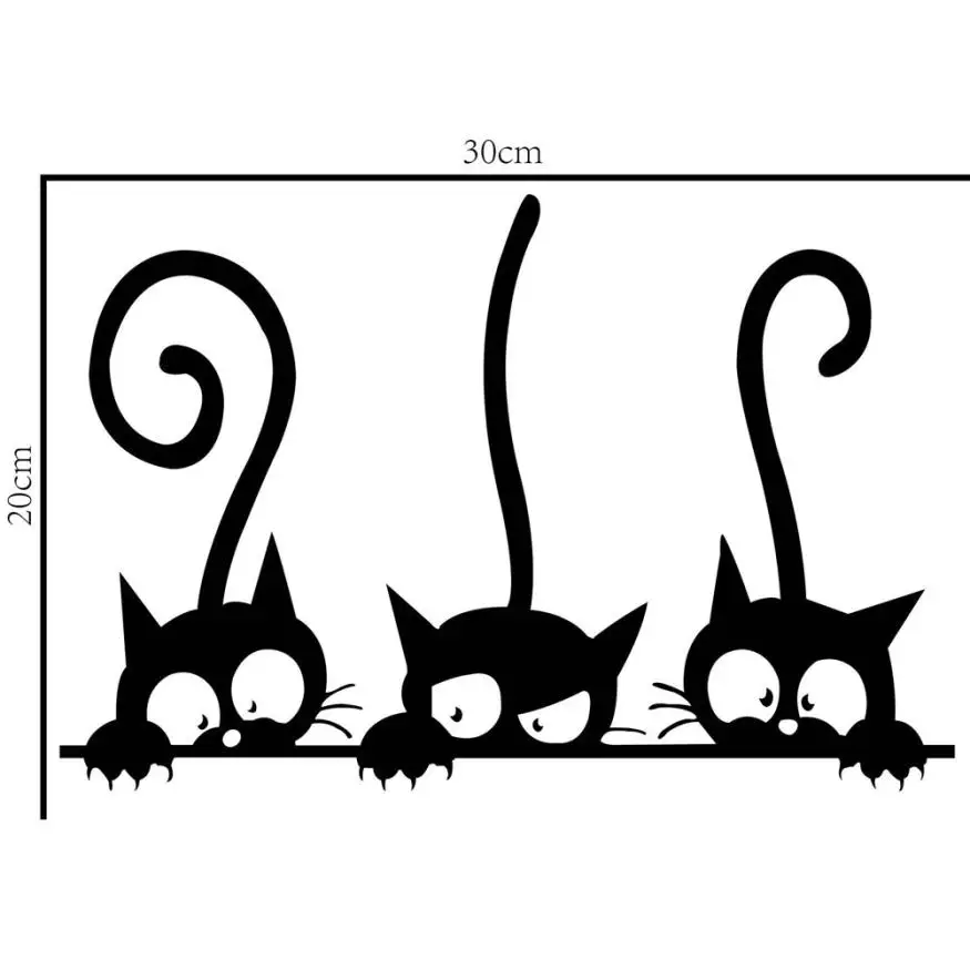 Wall Sticker Three Cats Animal Household Room Window Mural Decor Decal Removable wall sticker quotes 2017D11 | Дом и сад