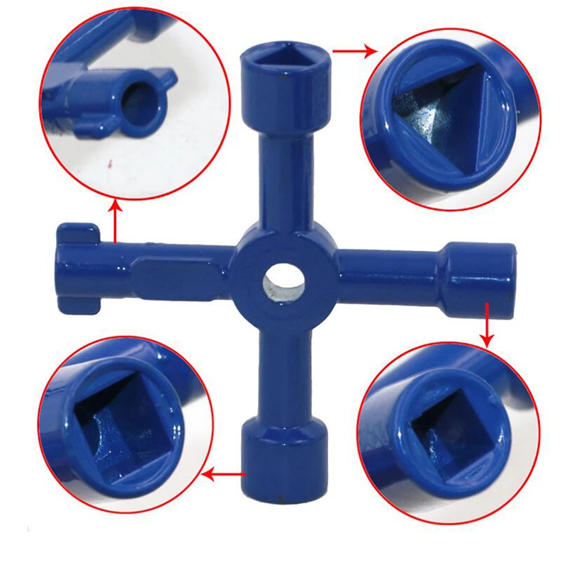 Многофункциональный Универсальный треугольный ключ 4 ходовой для сантехника