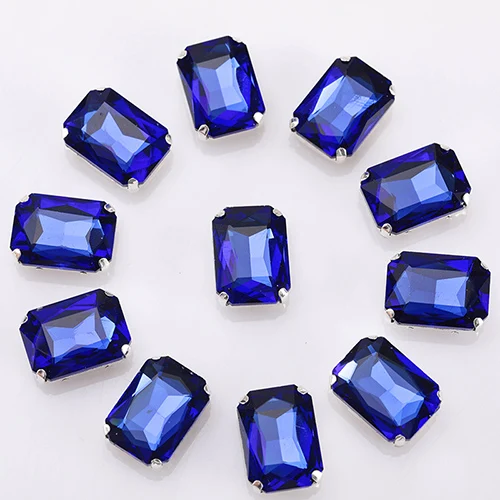 Dark Blue Декоративные прямоугольные хрустальные стразы для шитья, Свободные Стразы с плоской задней частью, Стразы Diy для одежды с когтями, 10 шт. S064 - Цвет: Dark Blue