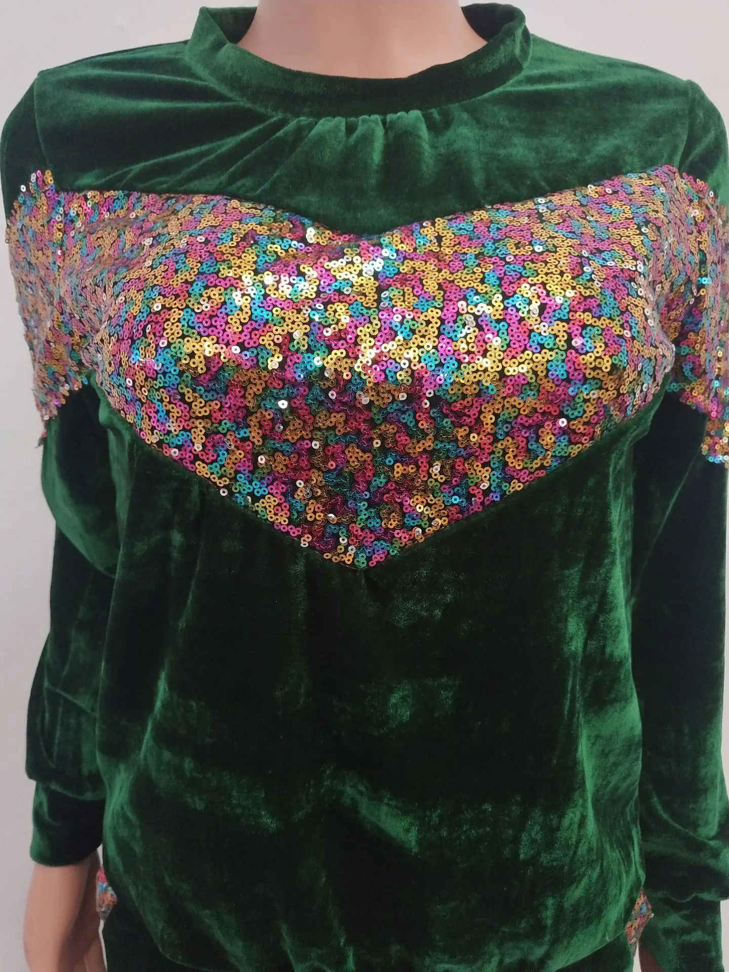 Африканские комплекты для женщин Бархатный комплект из 2 предметов с блестками