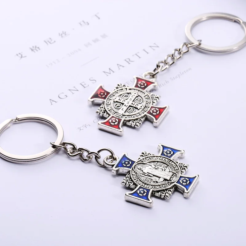 Saint Иисус Христос крест кулон брелок для ключей Chain Ring Держатель Finder Для женщин