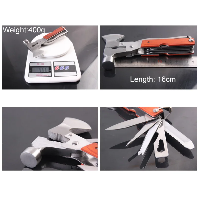 Multi-function Outdoor Camping Tool Portable Folded Survival MultiTools EDC Tools Multipurpose Knife Axe Hammer stainless | Спорт и