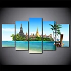 Модульная Картины домашний декор рамки HD с напечатаным холстом 5 шт. тропический остров фотографии Wall Art Таиланд тайские постер с Буддой