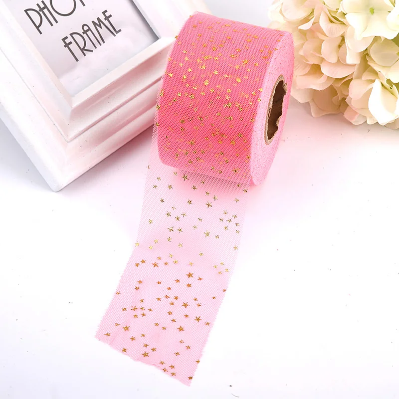6 см* 45 м Золотая Звезда тюль рулон ткань DIY для маленьких девочек День Рождения Юбка-пачка вечерние DIY ремесло романтическое свадебное украшение стола