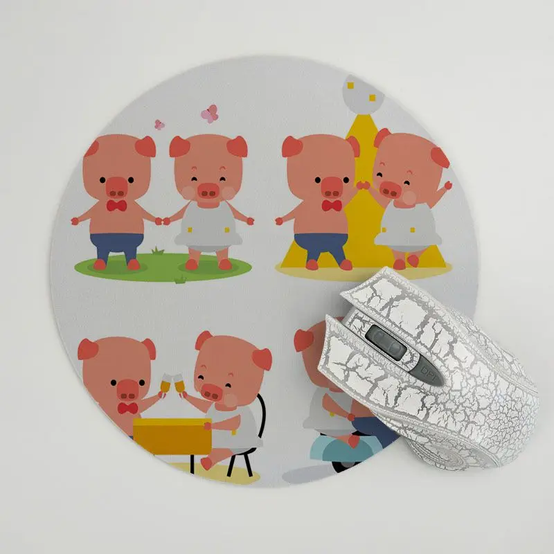 Коврик для мыши MaiYaCa в виде розовой свиньи игровые коврики размер 22x22 см круглые