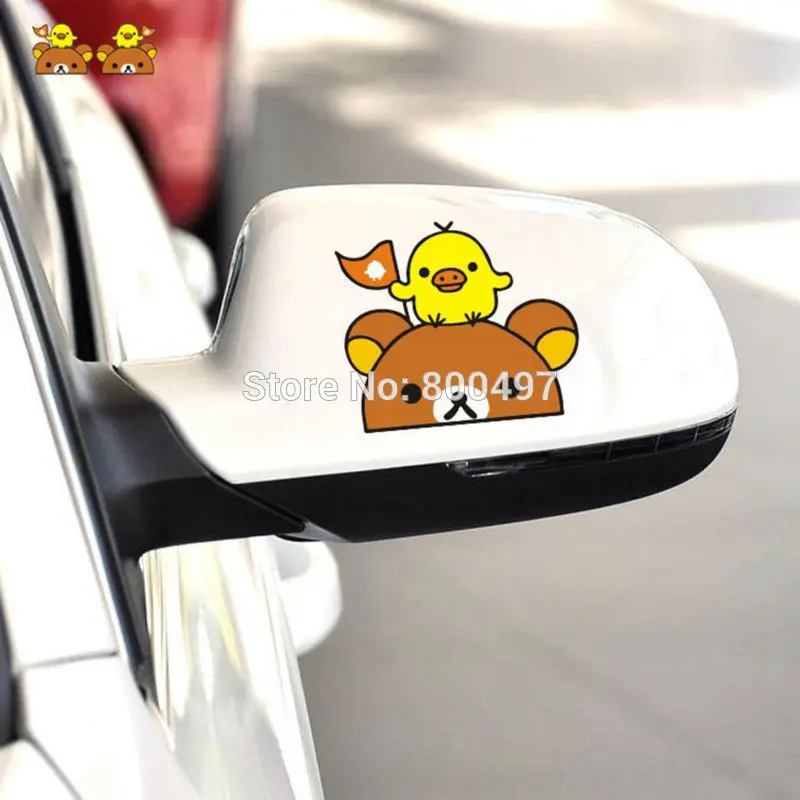 10 х Новые забавные мультфильм милый медведь Rilakkuma наклейки цыплята для Tesla VW Toyota