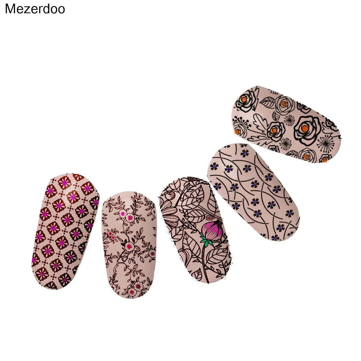 Наклейки с изображением черепа и цветов для маникюра|manicure templates|art stamping plateimage stamp |