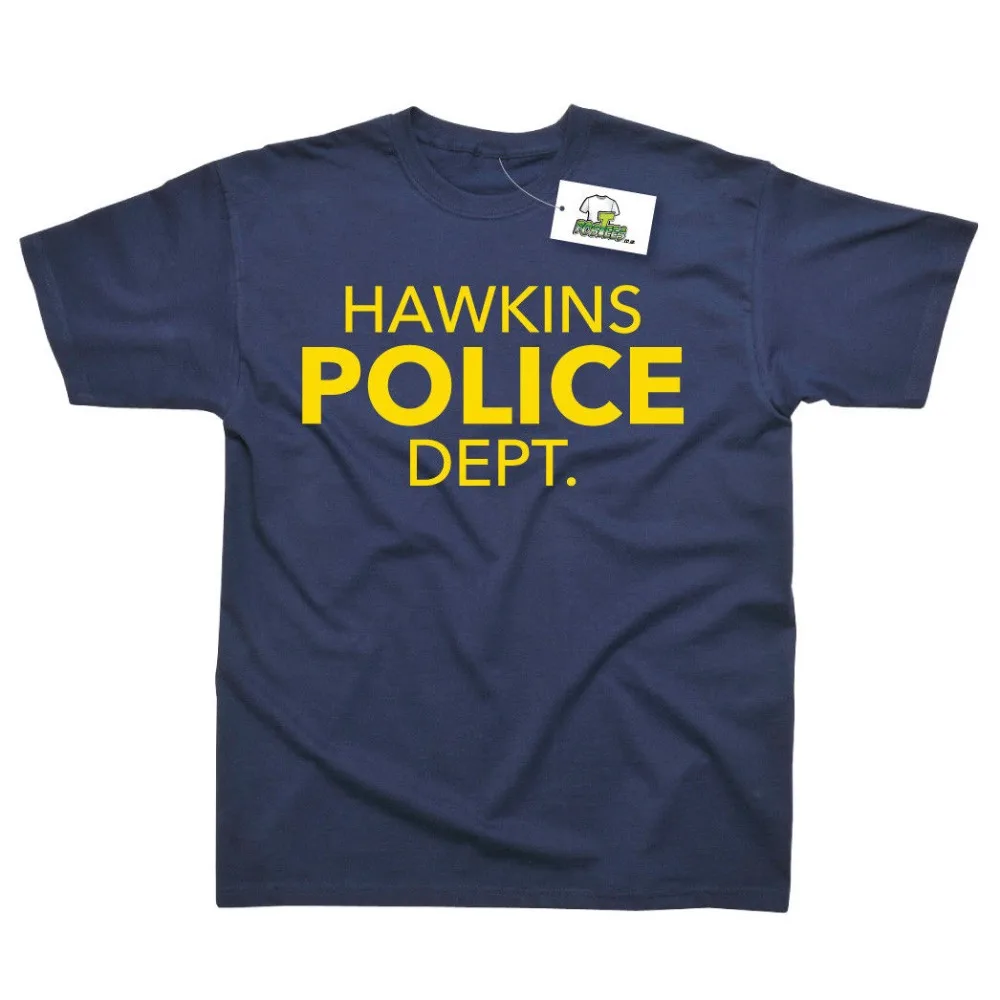 Летние топы с коротким рукавом 2019 футболка принтом Hawkins Police Dept|Мужские футболки| |
