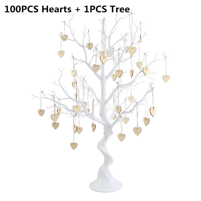 Wedding Heart Tree OurWarm Свадебный центральный элемент имитация дерева желаний Дерево Сердце Висячие гость Подпись вечерние подарки DIY деревенское свадебное украшение - Цвет: Wedding Heart Tree