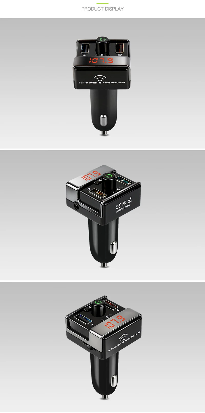 JINSERTA автомобильный Bluetooth fm-передатчик Handsfree автомобильный комплект fm-радио Автомобильный mp3 плеер TF U диск 2 USB Автомобильное зарядное устройство