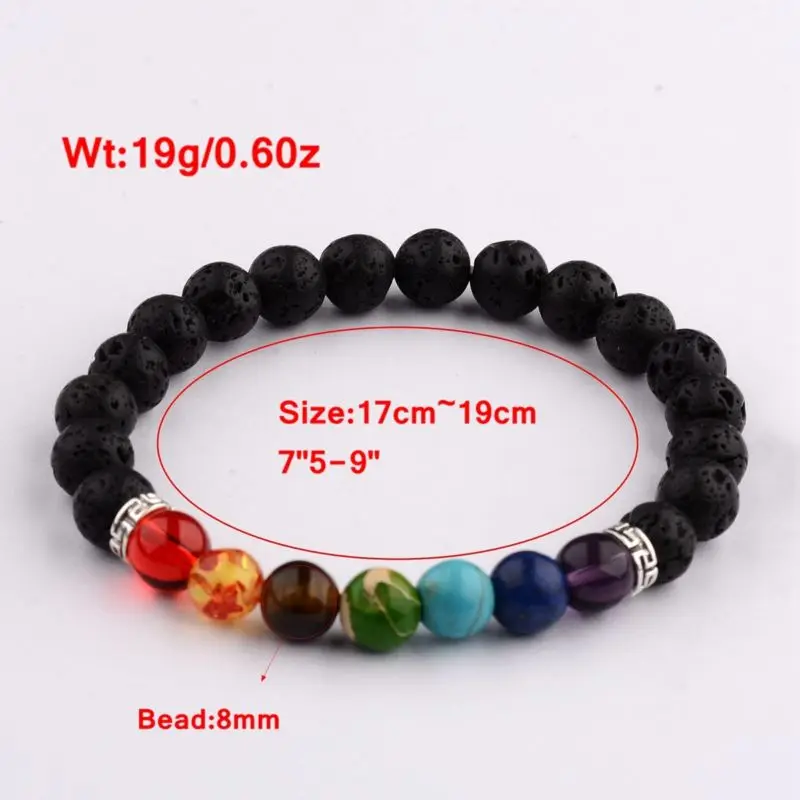 Fashion 8MM Natural Matte Stone Reiki  Beads Charm Beaded 7 Chakra Bracelets