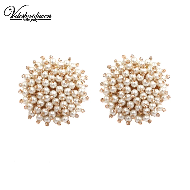 Модные серьги-гвоздики Vodeshanliwen с имитацией жемчуга для женщин Брендовые
