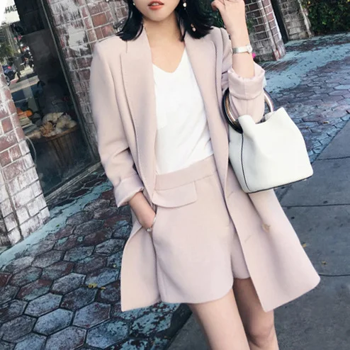 Новинка весны длинный костюм маленький пиджак Женский Повседневный = два
