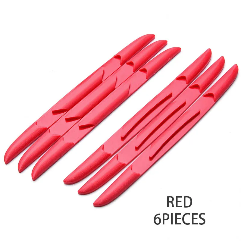 Red 6PCS Защита края двери автомобиля, защита от царапин, резиновая наклейка, авто зеркало заднего вида, передний задний бампер, защитная пленка, универсальная отделка - Цвет: Red 6PCS