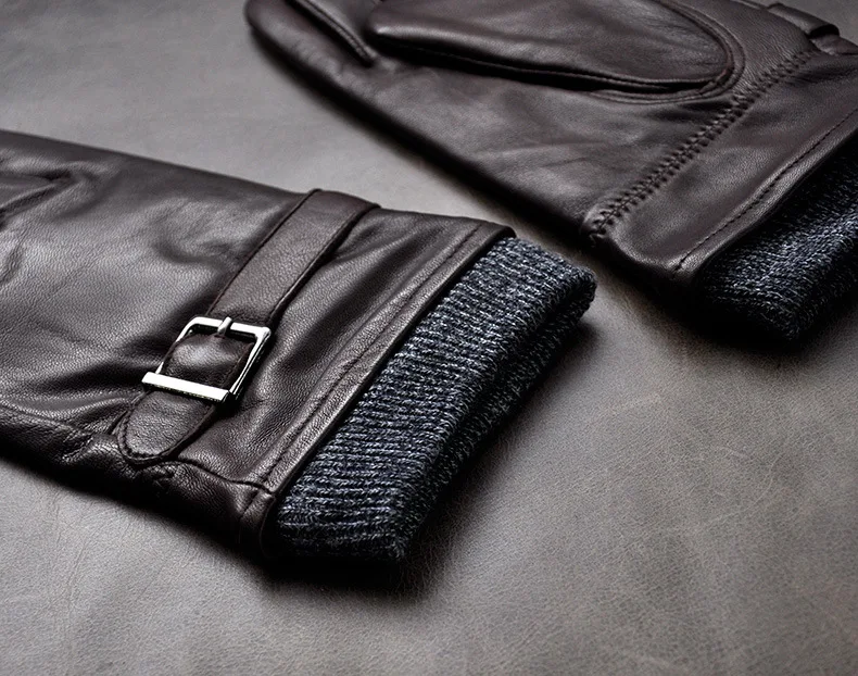 Новые кожаные зимние перчатки guantes, теплые перчатки из овчины, мужские кожаные перчатки, простые противоскользящие перчатки для мужчин KWA559