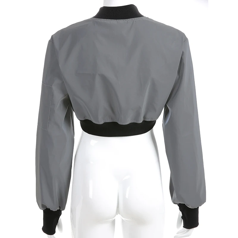 

Women Streetwear Reflective Cropped Hoodies Fashion Patchwork Standard Collar Sweatshirt Loose Pullover Hoodie Crop Top