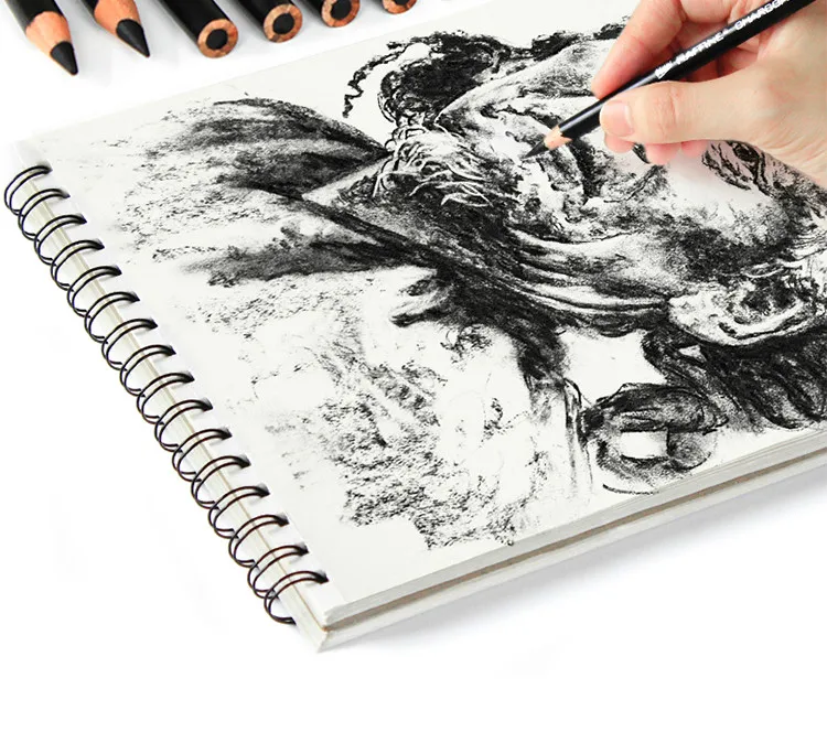 12 шт белый уголь карандаш Dibujo профессиональный черный уголь карандаш эскиз рисунок Carboncillos Para Dibujar карандаш Papeleria