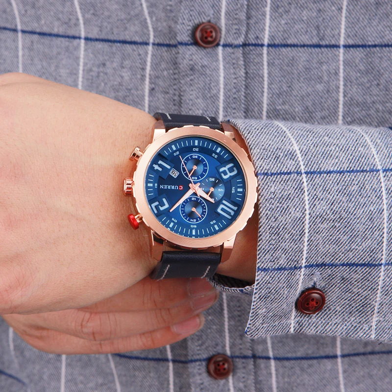 Часы Curren Мужские кварцевые брендовые Роскошные спортивные водонепроницаемые с