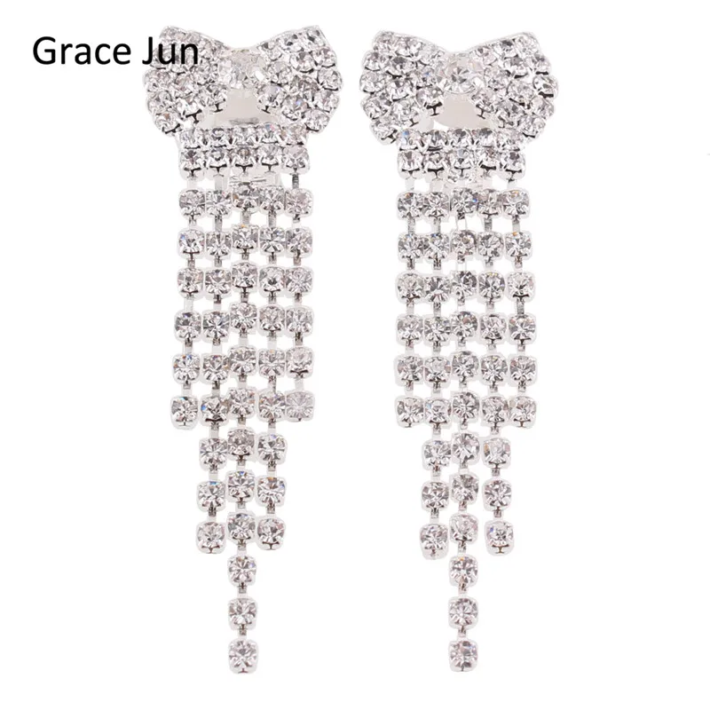Бренд Grace Jun(TM) высококачественные свадебные посеребренные Стразы с бантом
