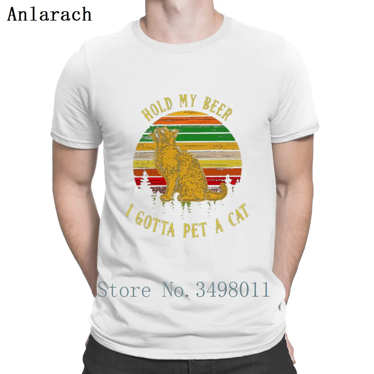 Футболка с надписью Hold My Beer I To Pet A Cat Sunset | Мужская одежда