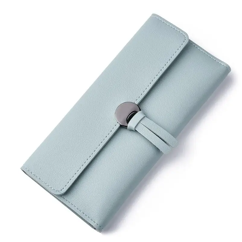 Light Blue Модный женский кошелек Carteira, дизайн, Повседневный, однотонный, модный, из искусственной кожи, клатч, удлиненный женский кошелек - Цвет: Light Blue