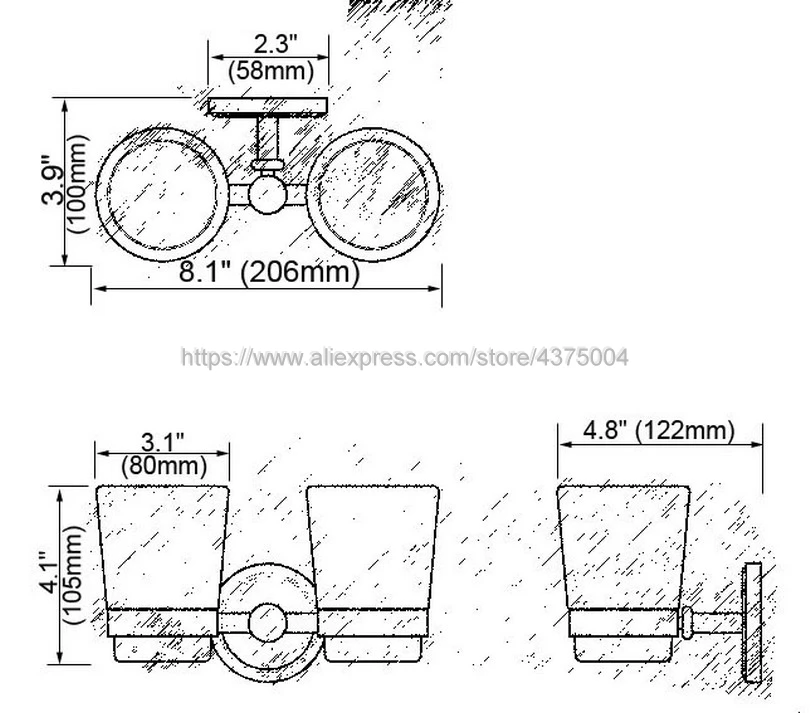 Керамическая зубная кружка чашка с золотым латунным держателем для стойки