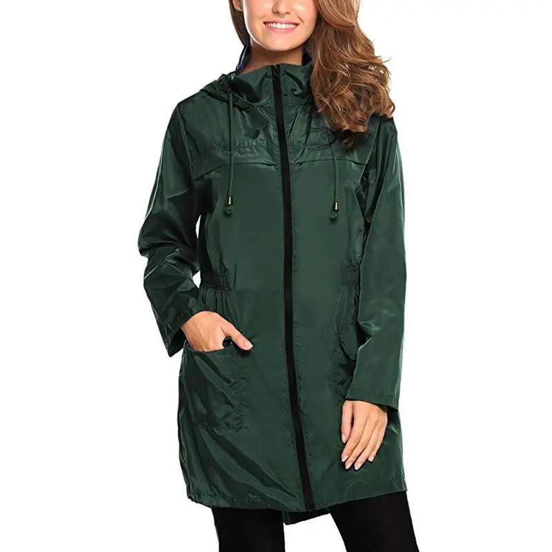 Женские водонепроницаемые пальто на молнии повседневные тренчи средней длины с