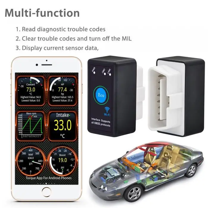 ELM327 OBDII OBD2 WiFi автомобильный диагностический беспроводной сканер инструмент для стайлинга автомобилей