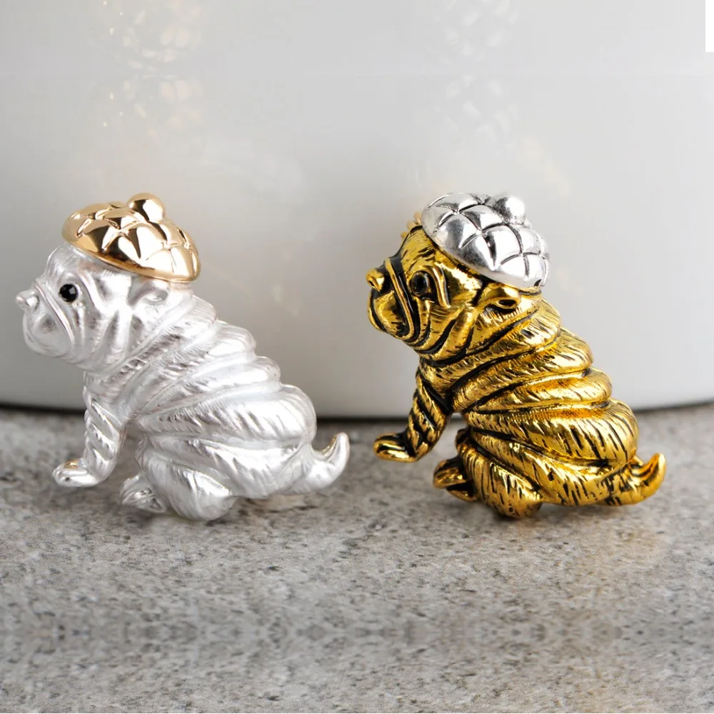 Винтажная брошка для собак Shar Pei женская одежда животных золотого цвета