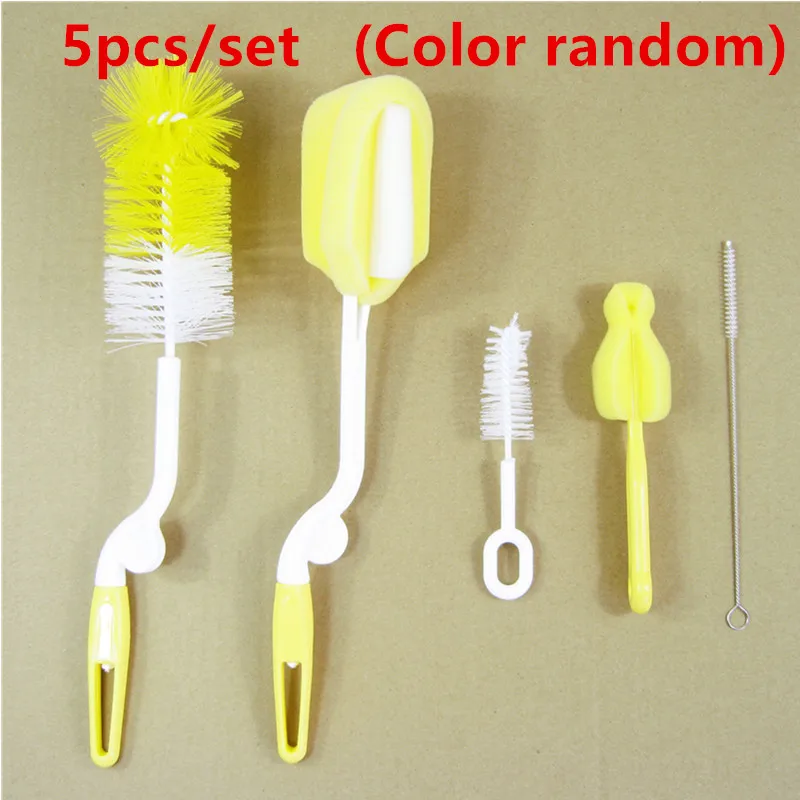 5pcs Color random 5 шт./компл. Детские щетки для бутылочек соска-пустышка щетки для соски молочная бутылочка для кормления щетки губки инструменты бутылка очиститель разные цвета - Цвет: 5pcs Color random