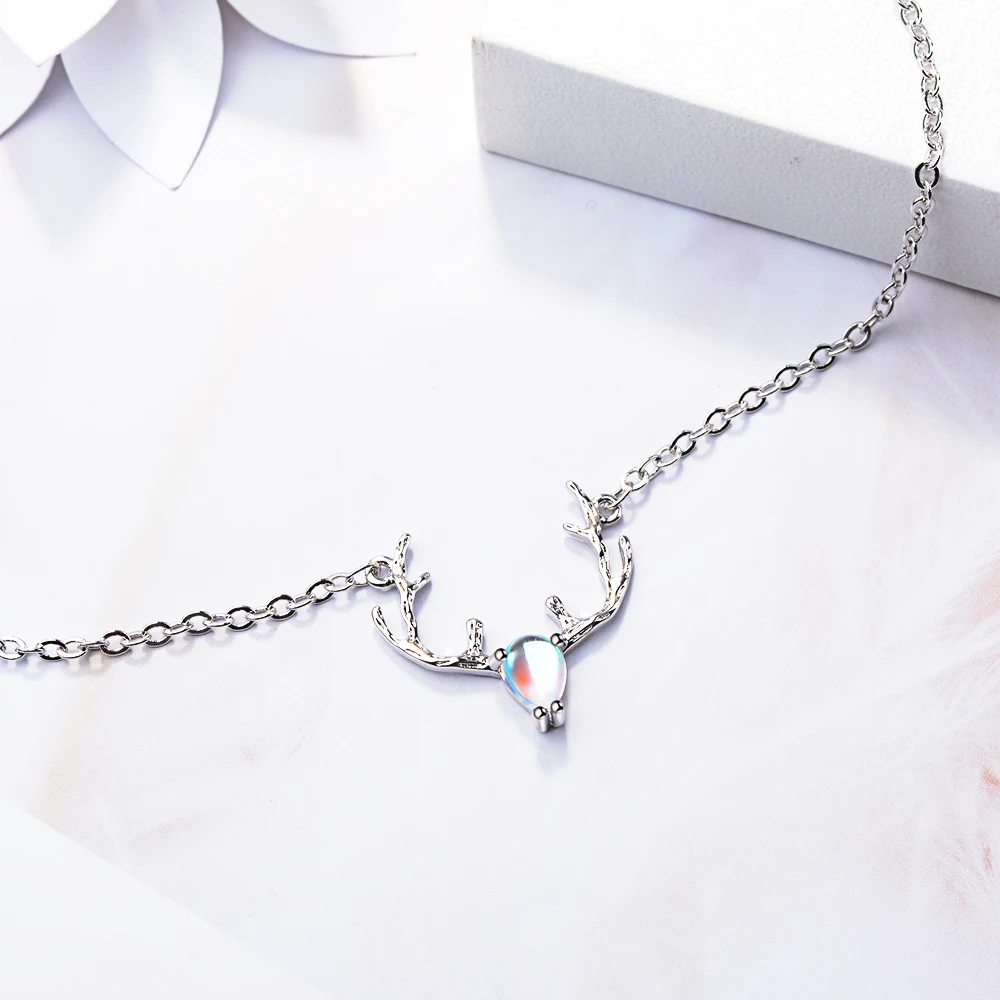New Fashion Colorful Moonstone Cute Animal 925 Sterling Silver Jewelry Temperament Elk Deer Exquisite Crystal Bracelets Sb118 | Украшения и