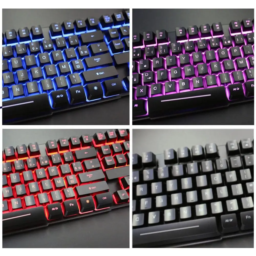 Rii RK100 3 цвета светодиодный USB Проводная французская (Azerty) Игровая клавиатура