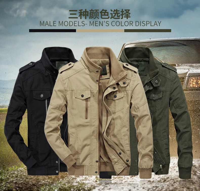 Обойдя продажи военной куртки Для мужчин Осень Slim Fit хлопковая куртка Для мужчин Повседневное куртки-бомберы Армейский зеленый мужской верхней одежды 5XL/6XL
