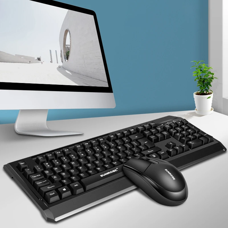 SUNROSE T27S защита от брызг USB Проводная клавиатура 104 клавиш+ мышь набор для домашнего офиса компьютерная игровая клавиатура и мышь комбо для Ga