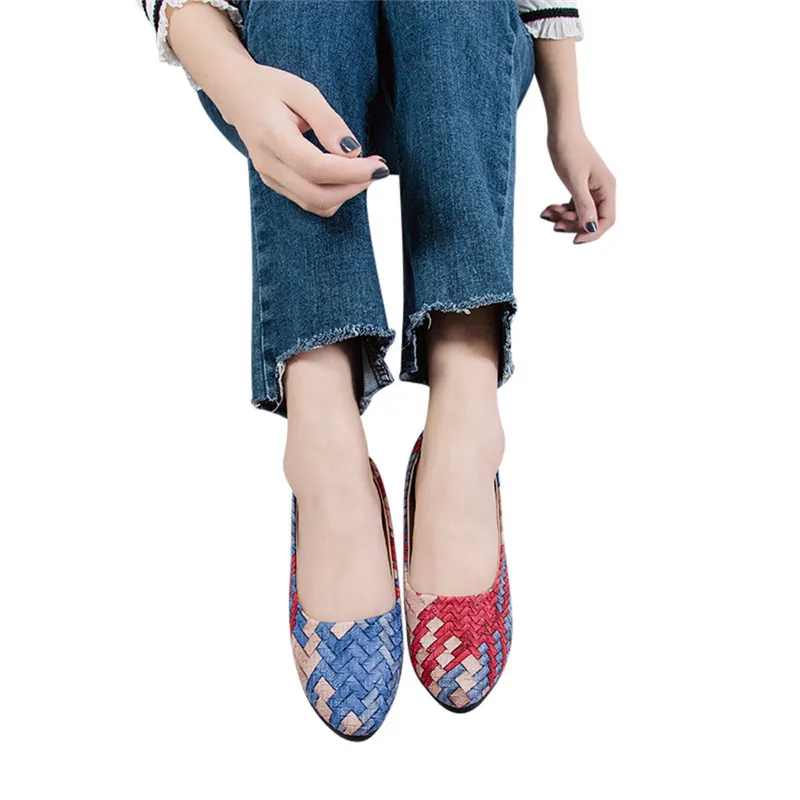 Новинка Сезон весна Женская обувь смешанных цветов на ровной подошве Модная