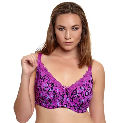 purple Mierside 953P 5 видов бюстгалтеры больших размеров лифчик цветов большие сексуальный бюстгальтер с цветочным принтом Кружево Для женщин Нижнее Бельё для девочек большой Размеры повседневной бюстгалтер нижнее белье - Цвет: purple