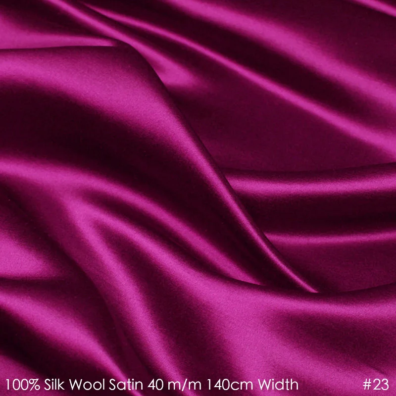 

SILK WOOL SATIN 140cm width 40mm/28%Silk+72%Wool Satin Fabric Women Evening Dresses 23 Hot Pink