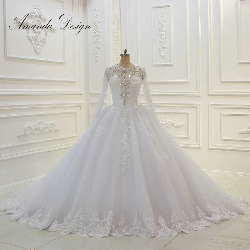 Vestido De Noiva Аманда новиас бисером топ с длинными рукавами Свадебные платья