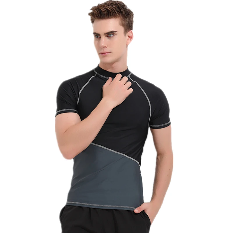 Men Rash Guard Diving Suit Short Sleeve Wetsuit Shirt Mens Quick-dry Surfing Swimwear Tops Anti-UV Windsurf Swimsuit Bodysuit | Спорт и