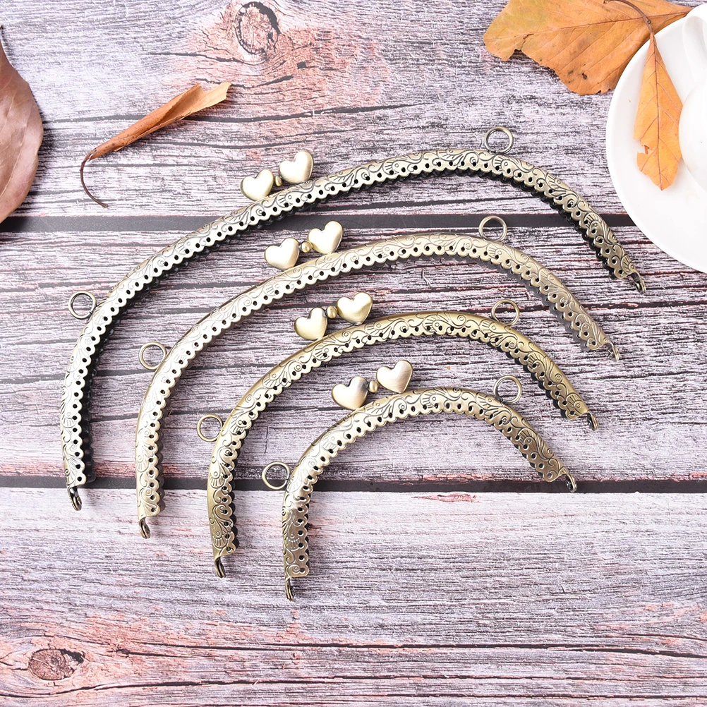 

1PCS Heart DIY Purse Handbag Handle Coin Bag Metal Kiss Clasp Lock Frame Handle Arch For DIY Purse Bag 4Sizes Fashion Handle