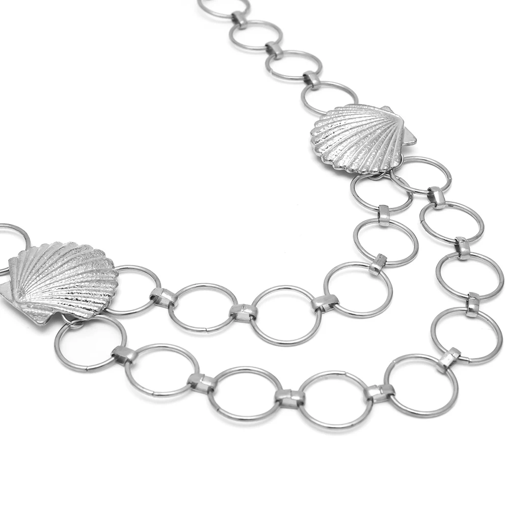 Women Scallop Waist Chain Belt Female Personality Gold Silver Circle For Dress Ladies Pendant Metal Tassel Ring Belts | Украшения и