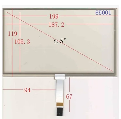 

85001 New 8.5 Inch Resistive touch screen 199*119 mm for A085FW01 V.7