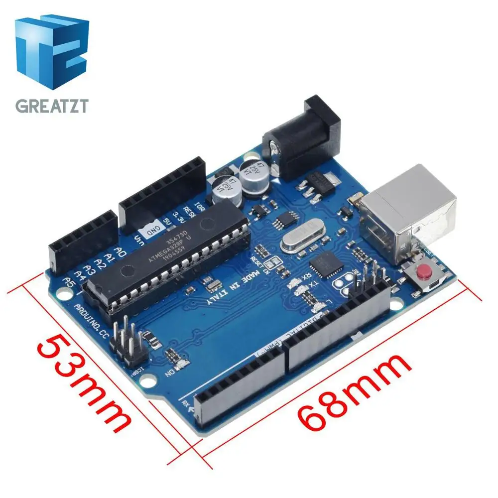 Официальная коробка GREATZT UNO R3 ATMEGA16U2 + чип MEGA328P для платы разработки Arduino USB кабель 1