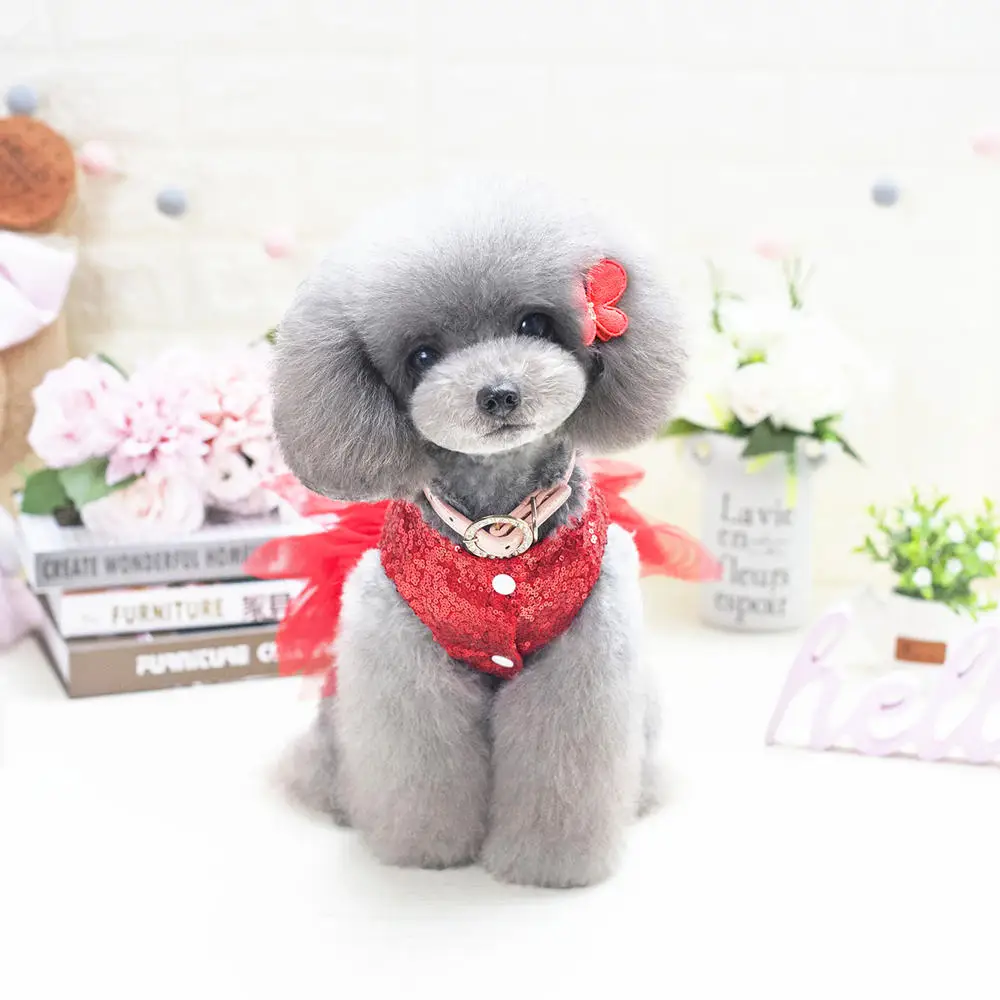 Новейшие красные черные щенок собака Танцы платье для чихуахуа pet Одежда