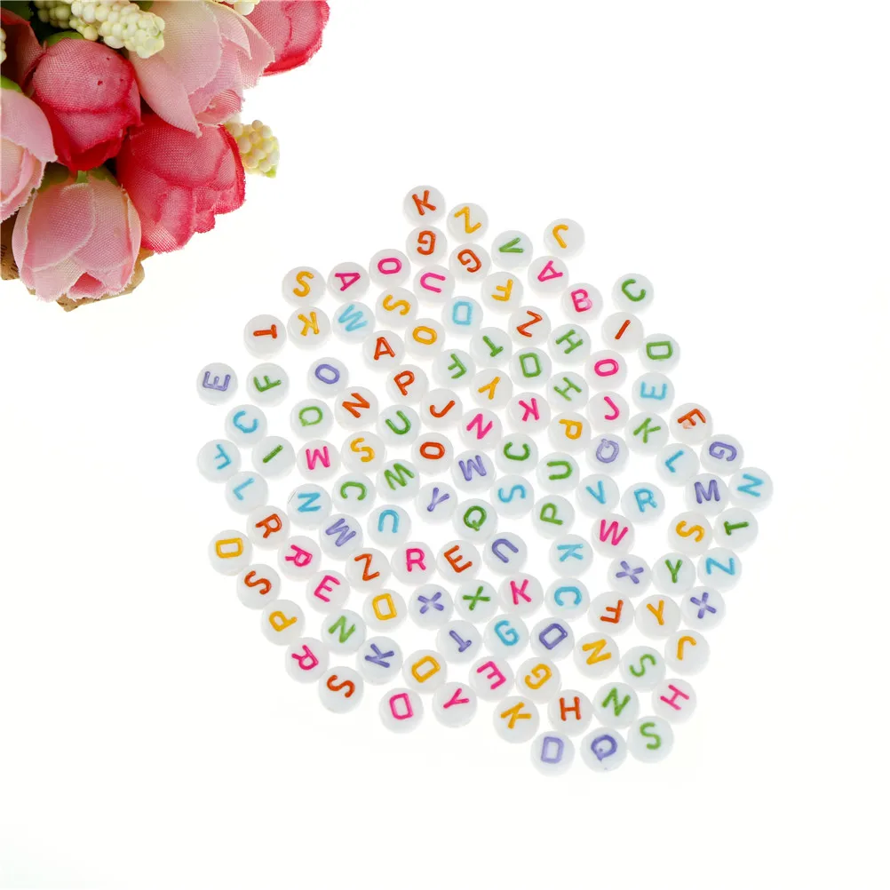 100pcs серебряные украшения в виде букв из DIY аксессуары для детей бусы с алфавитом