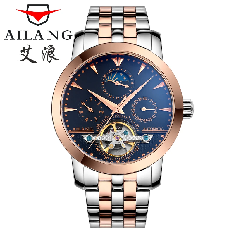 AILANG Роскошные брендовые полностью автоматические Tourbillon механические часы