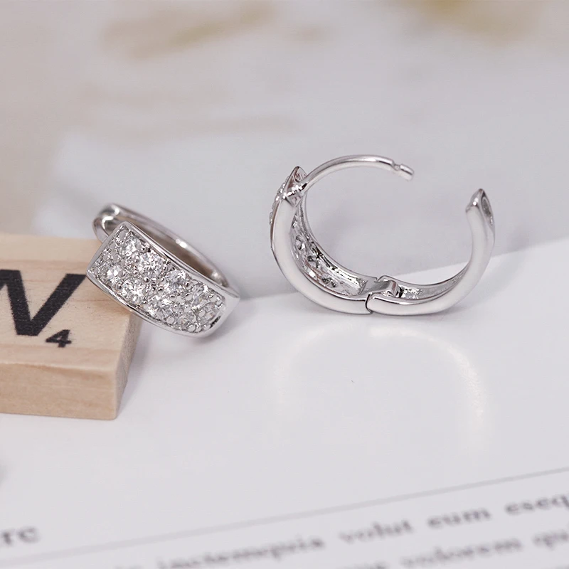 MxGxFam элегантные белые серьги-кольца для женщин модные украшения белое золото ААА