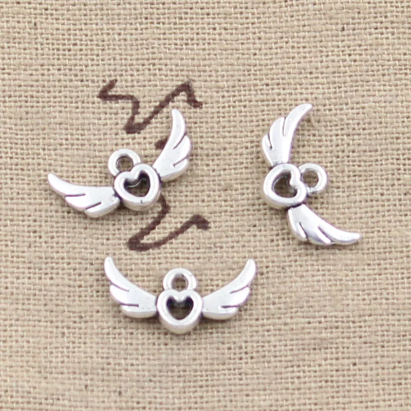 

20pcs Charms Fly Heart 16x10mm Antique Making Pendant fit,Vintage Tibetan Silver color,DIY Handmade Jewelry