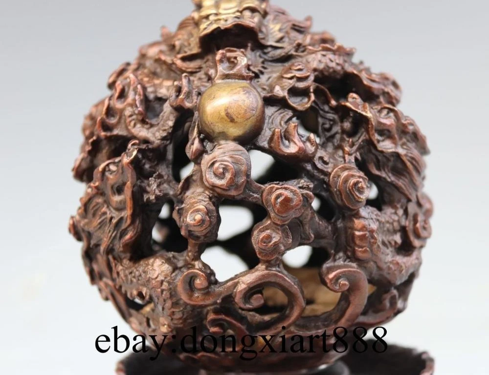9 &quotКитайская красная бронза медь девять дракон вращается изменение удачи